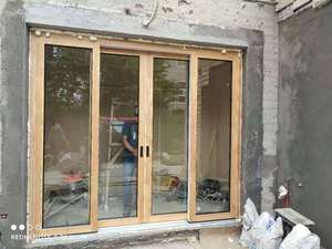 Luxury Villa Al-clad Wood Lift Sliding Doors Matte Satin Finish Precision Assembly Anti-deformation Clad Wood Patio Doors