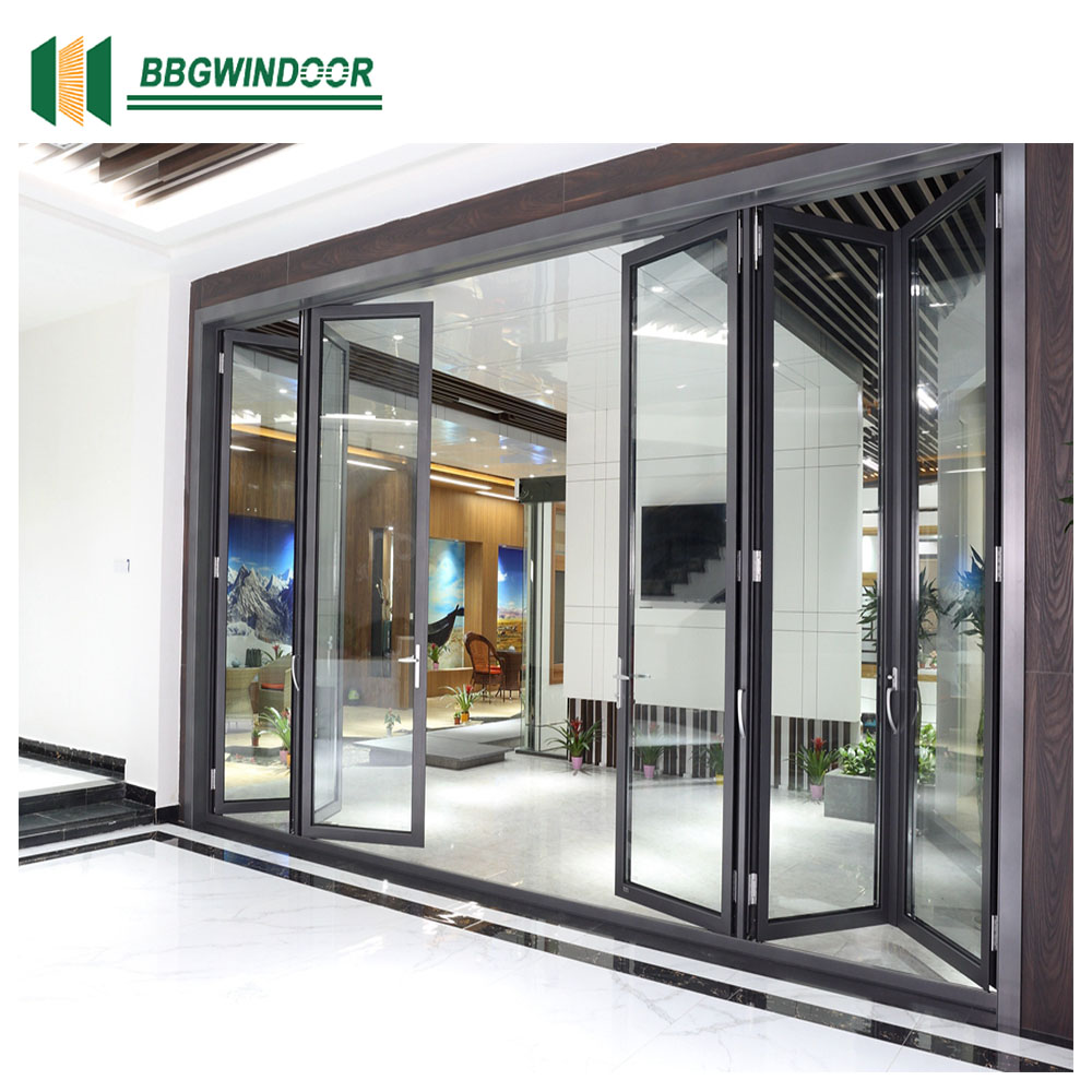 Lukliving Aluminum Exterior Double Glazed Entry Swing Door China Wholesale Patio Front Doors for Villa Modern Folding Door