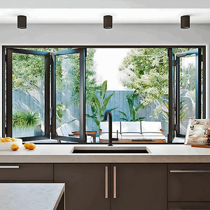 Commercial Tempered Glass Accordion Vertical Folding Modern Exterior Villa Bifold Window