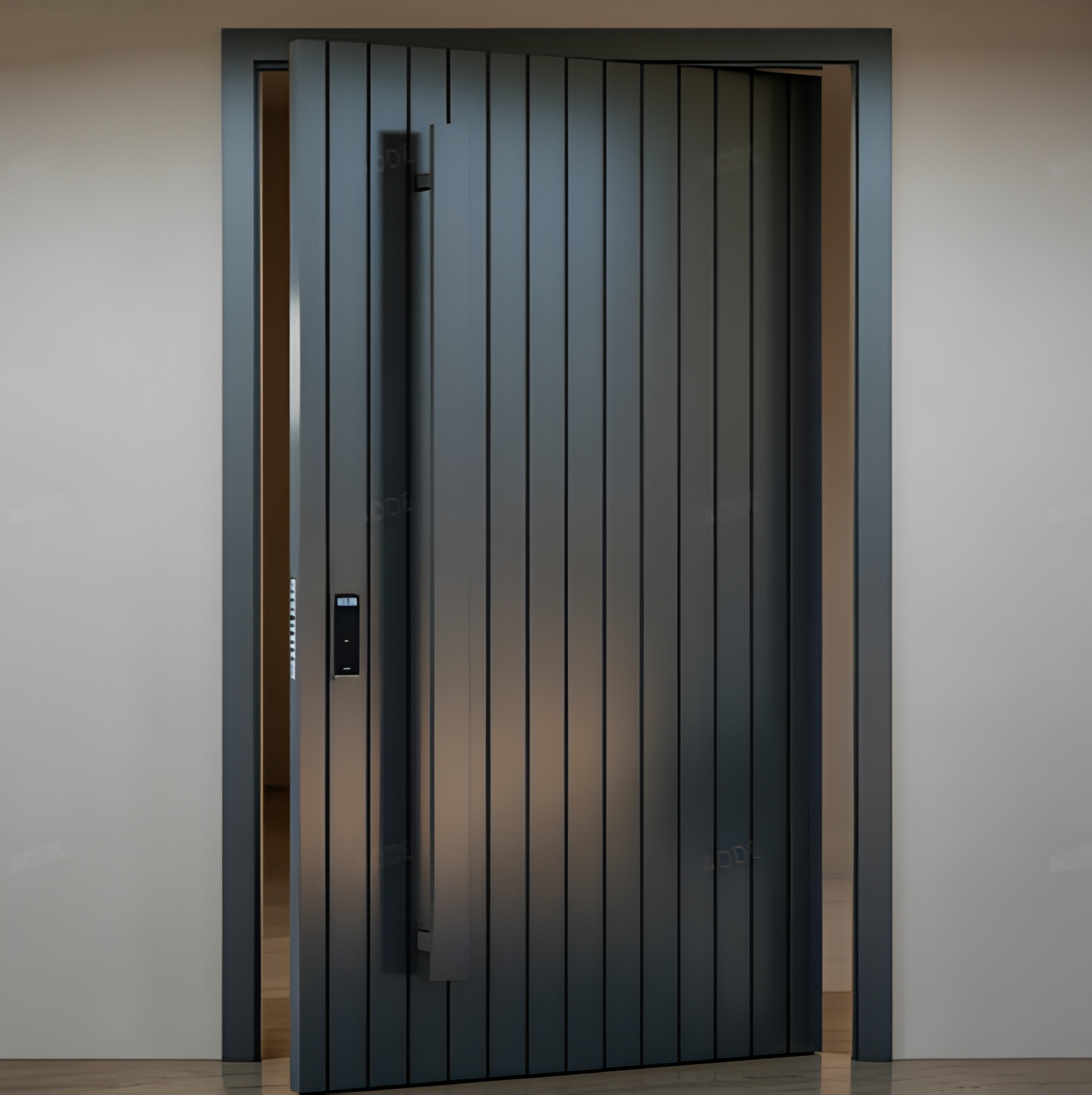 Modern Geometric Thermal Break Aluminum Pivot Entry Door Waterproof Anti-Theft Exterior Hall Villa Apartment Security Door Smart