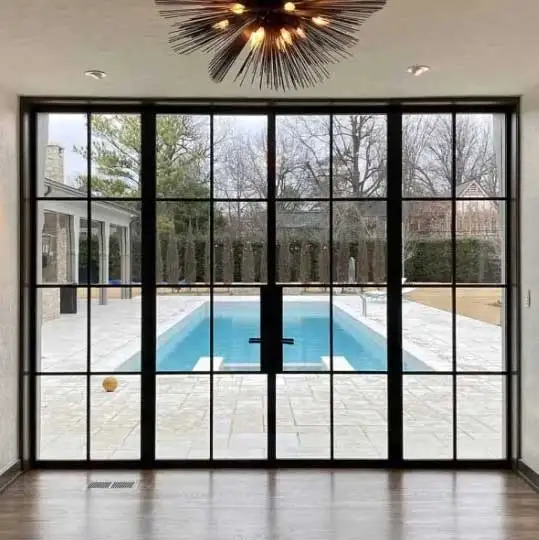 High Quality Customized French Style Aluminum Tempered Glass Casement Doors Fiberglass Screen Waterproof for Apartment Hotel Use