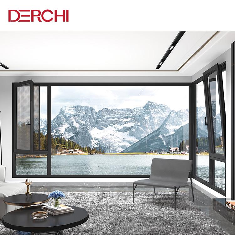 Custom Villa House Project Window And Door Thermal Break Insulated Window Soundproof Double Glazed Aluminum Casement Windows