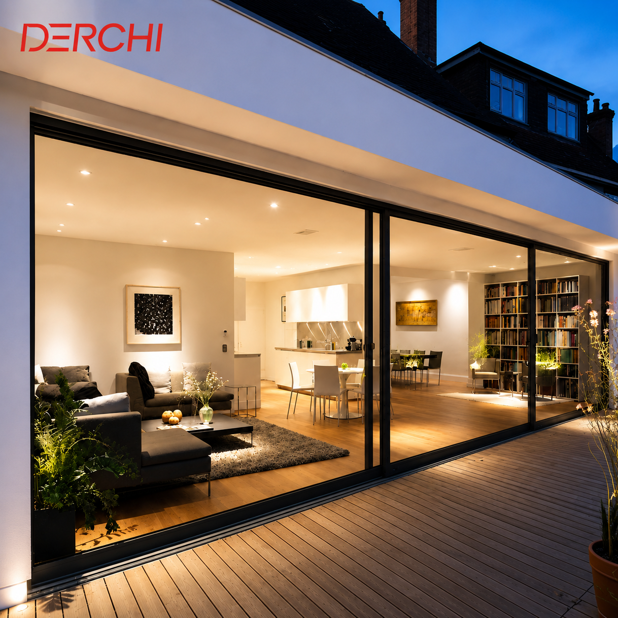 Aluminium Sliding Doors For Villa Patio Doors Double Glazed Windows Waterproof Modern