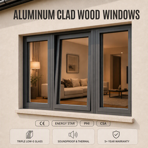 CHAMBROAD Wood Frame Windows Aluminum Clad Tilt and Turn Triple Glazed Low-E Glass German Hardware for Modern Villa