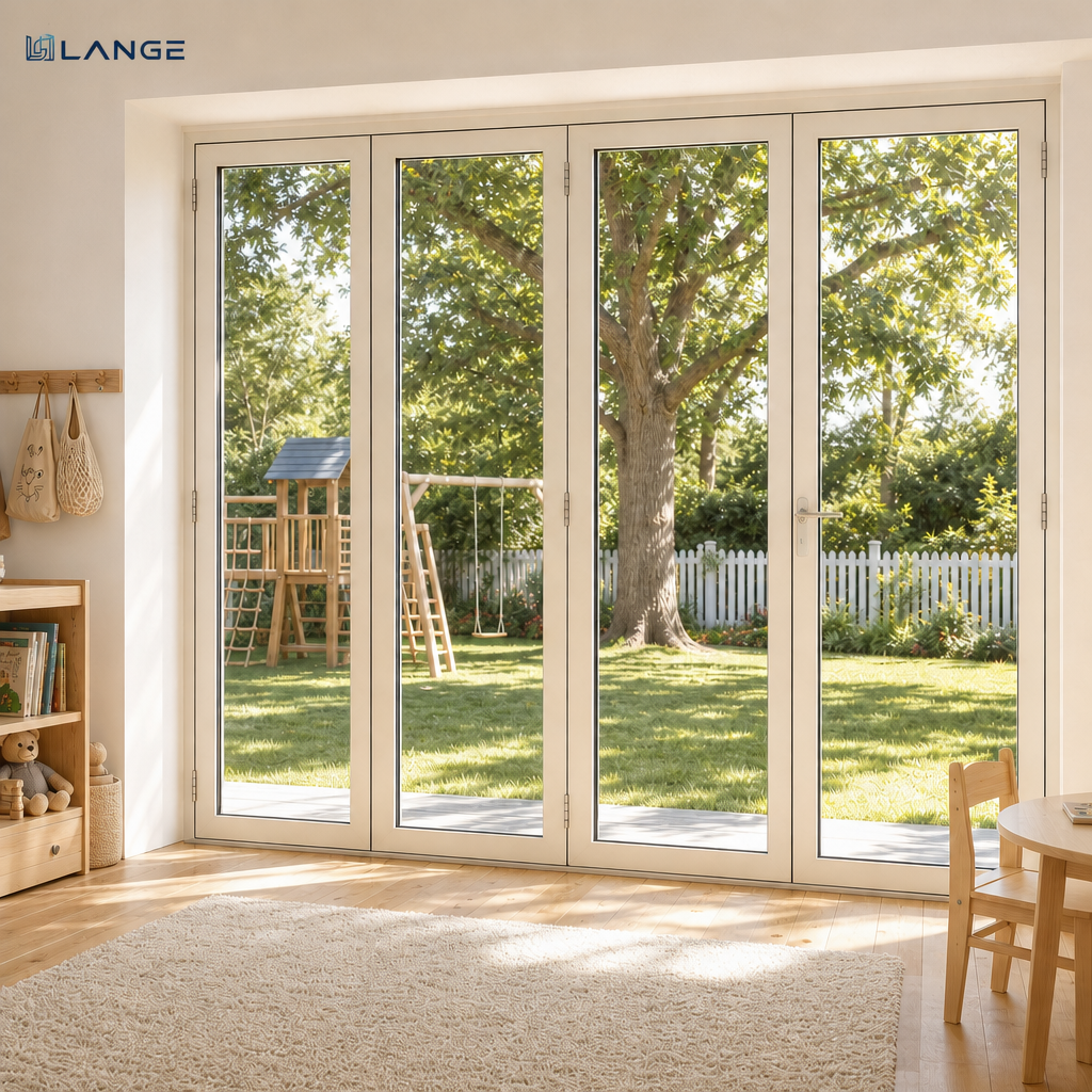 LANGE French Bifold Patio Door Certified Ultra-narrow Bezel Aluminum Alloy Thermal Break Insulation Energy Saving Bifold Door