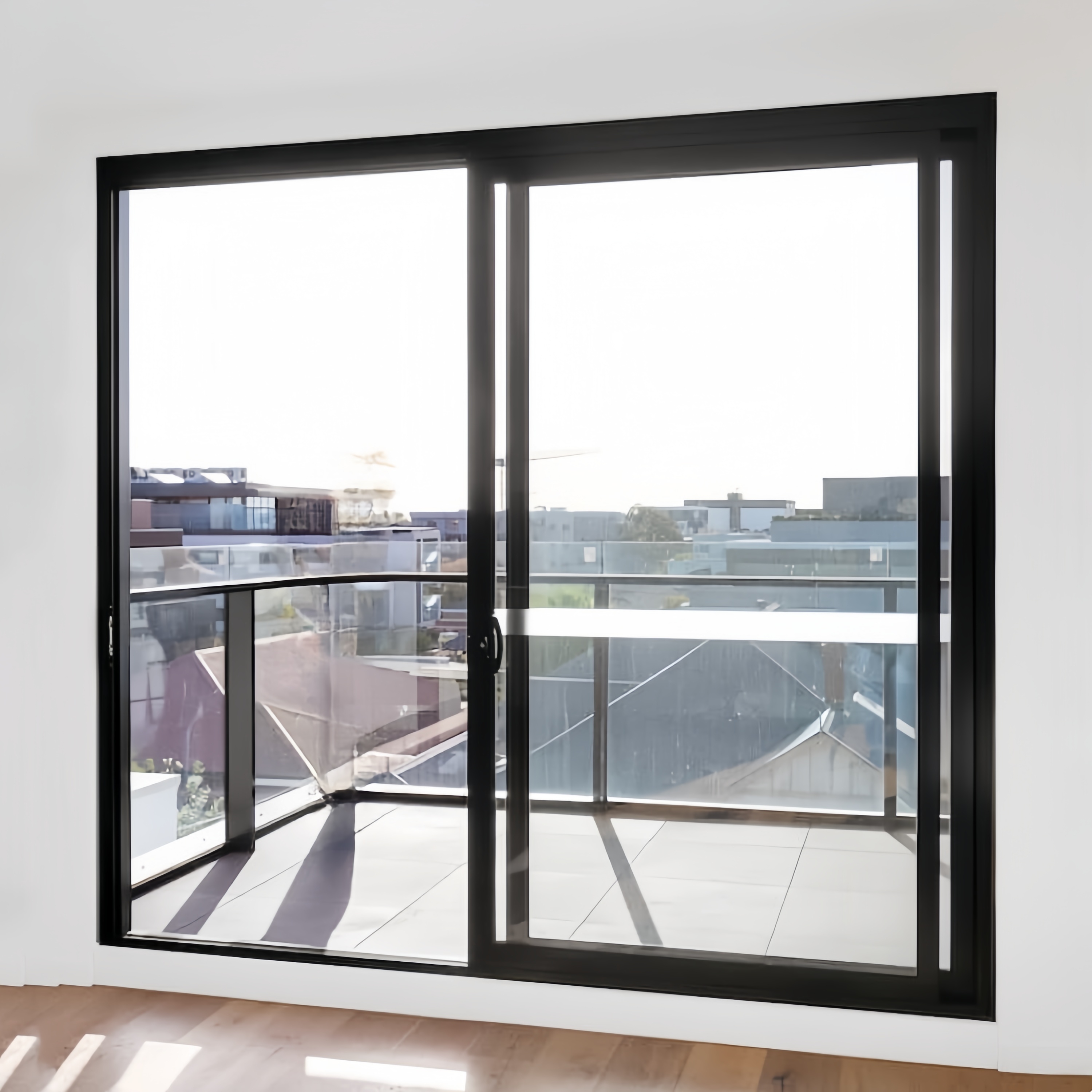 Interior Sliding Doors Aluminum Profiles windproof heat insulation Double Tempered Glass Door with fly screen for exterior villa