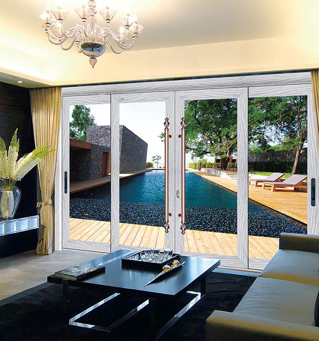Exterior Modern Aluminum Clad Wood Composited Sliding Door