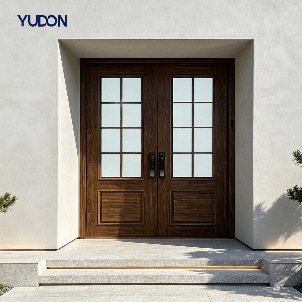YUDON DOOR Aluminum Garden Door Entry Door Main Entrance Door Smart Lock Ready with Glass Insert Anti Rust Custom Logo Available