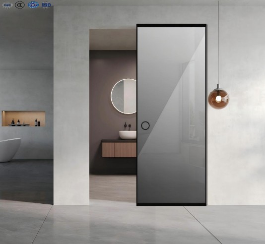 Modern Windproof Aluminum Sliding Door Waterproof Design Fiberglass Sound Insulation for Bathroom Kitchen Shower Room Wet/Dry