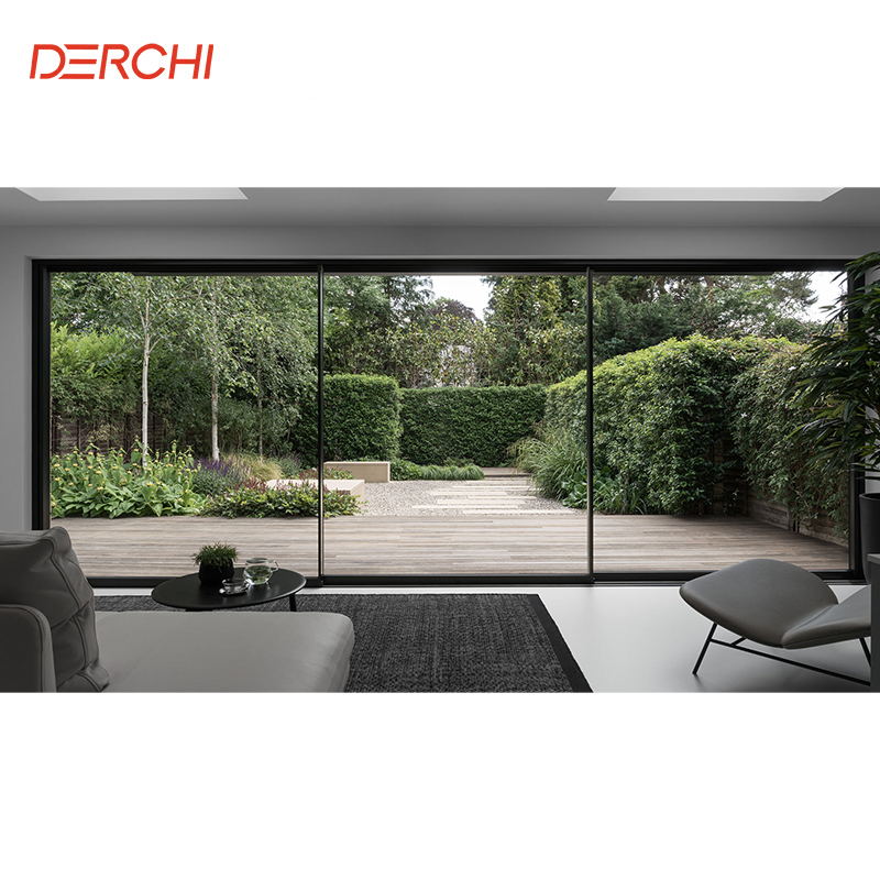 DERCHI Supplier Interior Patio Double Glazed Slim Aluminium Frame Door Exterior Balcony Lift Sliding Glass Doors System