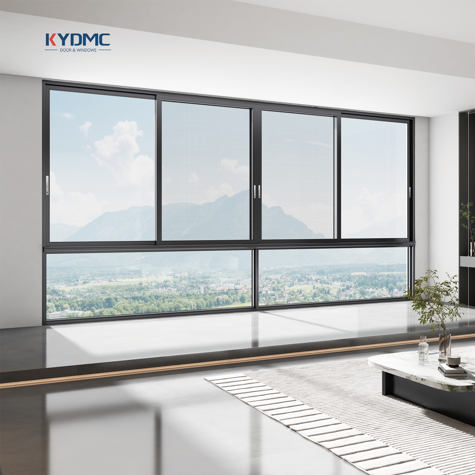 Factory Custom Size Aluminum Frame Sliding Windows Featuring Durable Mesh Screen Design For Balcony And Patio Sliding Window