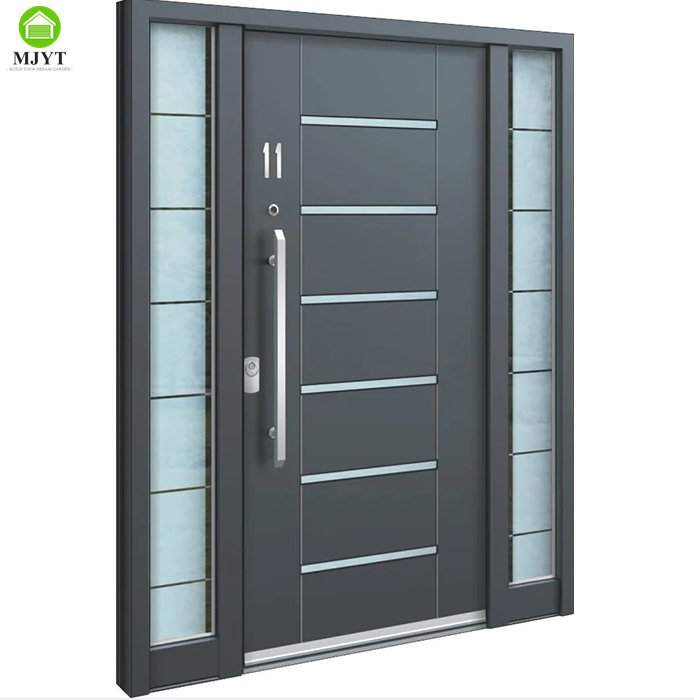 Garden Gate New Luxury Foshan Factory Aluminum Entrance Main Door with Glass for Villas Security Metal Door 3D Modeled
