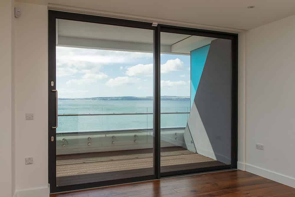 Modern White Aluminium Slide Triple Glass Pocket Door System Latest Design Exterior Balcony Sliding Glass Finished Surface