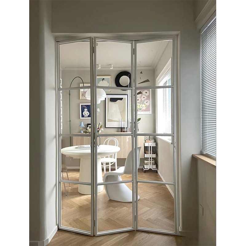Ultra-narrow Folding Door Aluminum Alloy Tempered Glass Sound Insulation Minimalist Custom for Kitchen Living Room Balcony