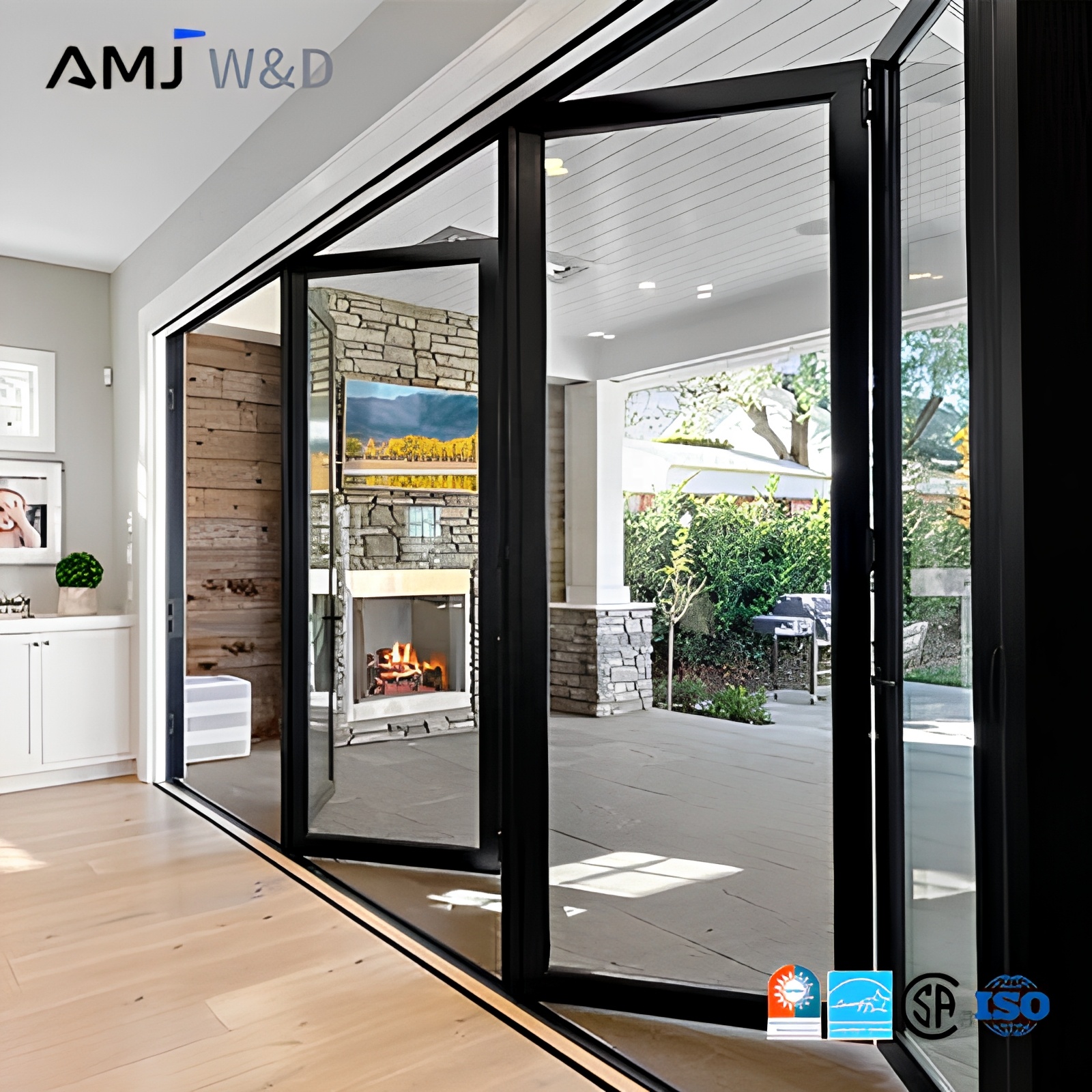 Factory Exterior Thermal Break Bi-Fold Accordion Aluminum Glass Patio Bi Folding Doors Accordion Door