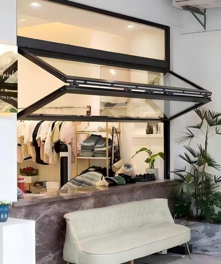 Custom Size Modern Thermal Break Aluminum Folding Window Double Glazed Glass Bifold Window for Restaurant Cafe Bar Counter