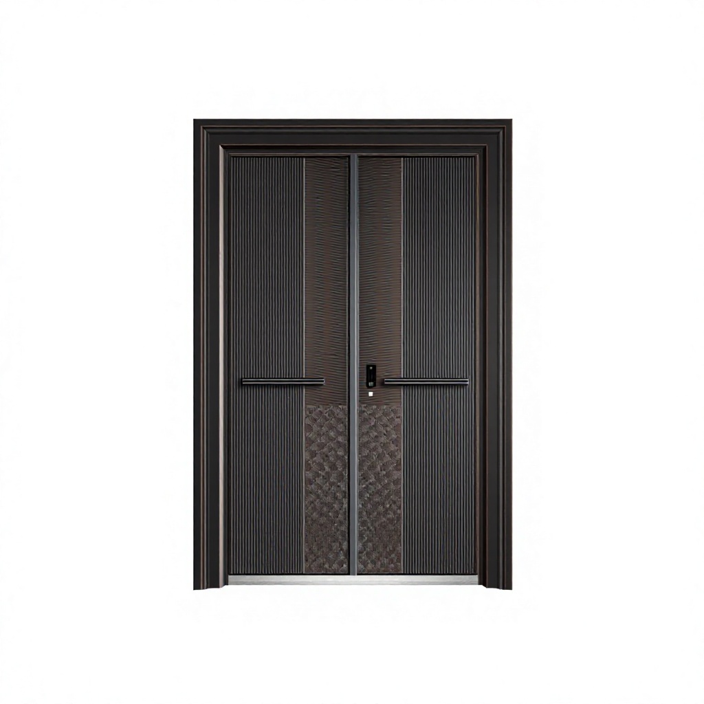 Luxury Cast Aluminum Double Door Chocolate Brown Anti-Rust Anti-Corrosion Aluminum Alloy Entry Custom