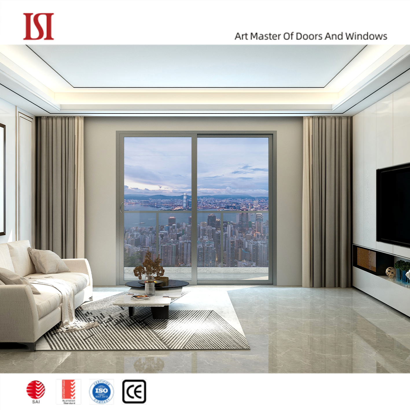 Top Brand Customized Aluminum Sliding Glass Doors Double Glazed Tempered Glass Energy Efficient Modern Design For Bedroom Use
