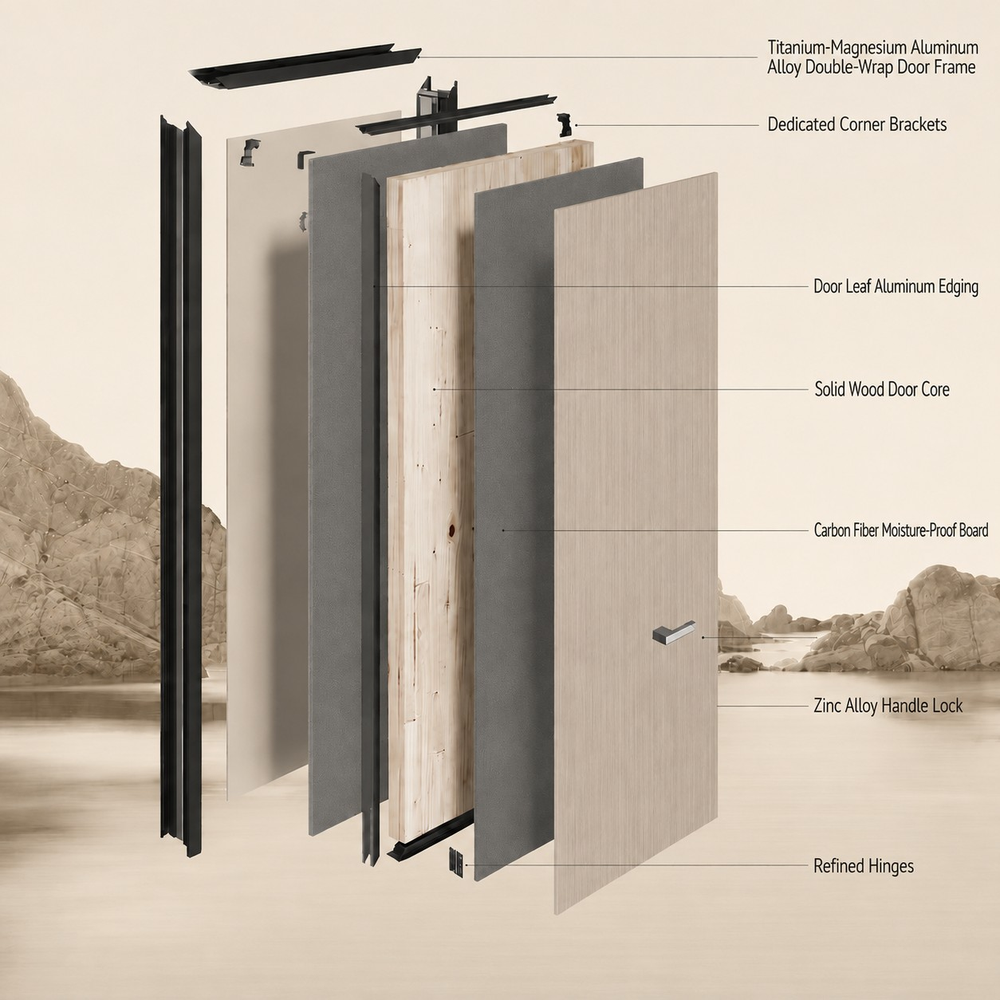 Luxury Aluminum Clad Wood Doors Environmental Friendly and Fire Retardant with Melamine Faced Board for Apartment and Villa