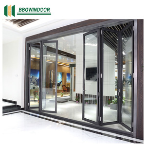 Lukliving Aluminum Exterior Double Glazed Entry Swing Door China Wholesale Patio Front Doors for Villa Modern Folding Door