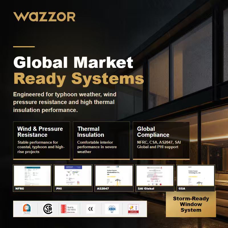 Wazzor Aluminum Window Manufacturers High-Quality Typhoon-Resistant And Energy-Saving Casement Windows Soundproof Windows