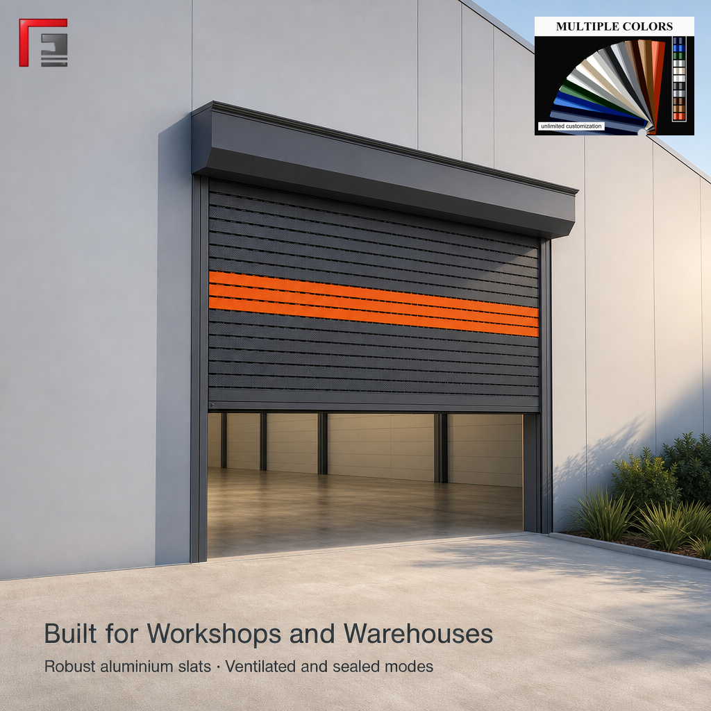 Aluminum Roller Shutter Door Dual Mode Ventilated Foam Filled Perforated Slats Remote Control Rolling Door Custom Size